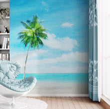 Load image into Gallery viewer, Tropical Palm Tree Wall Mural – Beach Shore Painting. #6911
