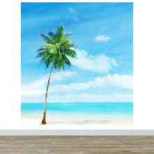Load image into Gallery viewer, Tropical Palm Tree Wall Mural – Beach Shore Painting. #6911
