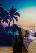 Load image into Gallery viewer, Tropical Night Wallpaper Mural – Miami Sunset Over Resort Pool &amp; Beach. #6915

