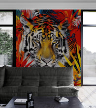 Carregar imagem no visualizador da galeria, Glamour Chic Colorful Jungle Tiger Wall Mural. #6926
