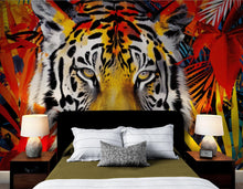 Carregar imagem no visualizador da galeria, Glamour Chic Colorful Jungle Tiger Wall Mural. #6926
