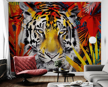 Carregar imagem no visualizador da galeria, Glamour Chic Colorful Jungle Tiger Wall Mural. #6926
