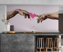 Load image into Gallery viewer, Pink Wallpaper Mural. Creation of Adam Wall Mural. Michelangelo Sistine Chapel. #6931
