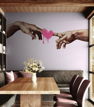 Load image into Gallery viewer, Pink Wallpaper Mural. Creation of Adam Wall Mural. Michelangelo Sistine Chapel. #6931
