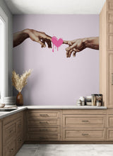 Load image into Gallery viewer, Pink Wallpaper Mural. Creation of Adam Wall Mural. Michelangelo Sistine Chapel. #6931
