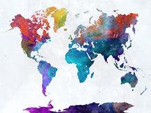 Carregar imagem no visualizador da galeria, World Map Watercolor Wallpaper – Color Splash Wall Mural. #6947

