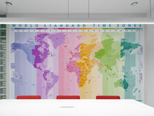 Load image into Gallery viewer, World Time Zone Wallpaper. Office Wall Mural. #6948
