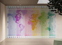Load image into Gallery viewer, World Time Zone Wallpaper. Office Wall Mural. #6948

