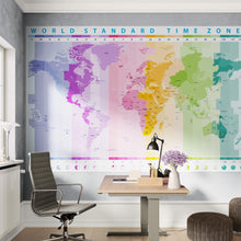 Load image into Gallery viewer, World Time Zone Wallpaper. Office Wall Mural. #6948
