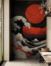 Carregar imagem no visualizador da galeria, Red Great Wave off Kanagawa Wall Mural. Urban Decor. #6949
