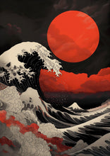Carregar imagem no visualizador da galeria, Red Great Wave off Kanagawa Wall Mural. Urban Decor. #6949
