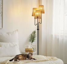Load image into Gallery viewer, Boho Floor Lamp, 68in. Rattan Floor Lamp with Rattan Shade, 3 Light Tree Standing Lamp for Bedroom,Nursery, E26 Socket, Living Room Floor Lamp for Rus
