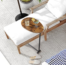 Carregar imagem no visualizador da galeria, C-Shaped End Table, Round Couch Table for Living Room, Side Table for Bedroom, C Table with Metal Frame for Couch, Sofa, Bedside and Tv Tray, Rustic B
