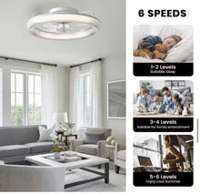 Carregar imagem no visualizador da galeria, ANTOINE 20 in. LED Indoor White Low Profile Ceiling Fan with Dimmable Lighting Small Flush Mount Ceiling Fan with Remote
