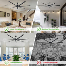 Carregar imagem no visualizador da galeria, 84 Inch 100 Inch Silent Storm Extra Large Ceiling Fan with Remote Control
