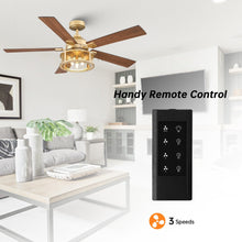 Carregar imagem no visualizador da galeria, 52&quot; Lucknow Industrial Black Reversible Ceiling Fan with Lighting and Remote Control
