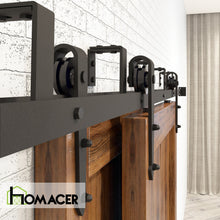 Load image into Gallery viewer, Double Track U-Shape Bypass Sliding Barn Door Hardware Kit - Arrow Design Roller
