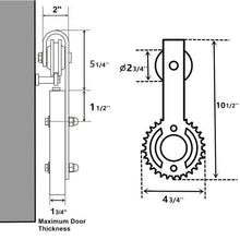 Load image into Gallery viewer, Non-Bypass Sliding Barn Door Hardware Kit - Gear Design Roller
