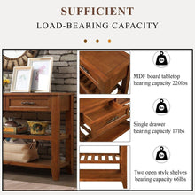 Load image into Gallery viewer, Console Sofa Table with 2 Storage Drawers and 2 Tiers Shelves, Mid-Century Style 42&quot; Solid Wood Buffet Sideboard for Living Room Furniture Kitchen Dining Room Entryway Hallway, Brown
