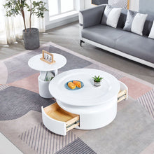 Carregar imagem no visualizador da galeria, 2 Pieces White MDF Round Coffee Table Set for Living Room, Bedroom

