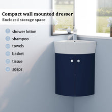 Load image into Gallery viewer, Corner Bathroom Vanity Sink Combo for Small Space Wall Mounted Cabinet Set, Ceramic Sink (BB)
