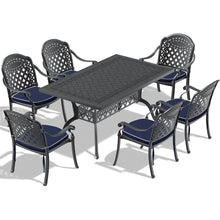 Carregar imagem no visualizador da galeria, (Cushions In Random Colors)7-Piece Set Of Cast Aluminum Patio Furniture With Cushions
