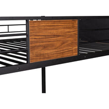 Load image into Gallery viewer, Full-over-full bunk bed modern style steel frame bunk bed with safety rail, built-in ladder for bedroom, dorm, boys, girls, adults

