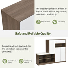 Cargar imagen en el visor de la galería, 2-in-1 Shoe Storage Bench &amp; Shoe Cabinets , Multi-functional Shoe Rack with Padded Seat, Versatile Shoe Storage Solution with Adjustable Shelves for Hallway, White
