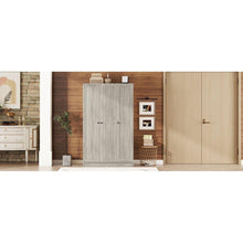 Carregar imagem no visualizador da galeria, 3-Door Shutter Wardrobe with shelves, Gray
