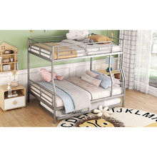 Load image into Gallery viewer, Full XL Over Queen Metal Bunk Bed with Trundle, Silver
