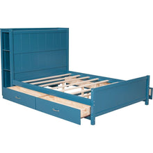 Load image into Gallery viewer, Full Size Platform Bed with Drawers and Storage Shelves, Blue
