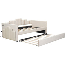 Load image into Gallery viewer, Twin Size Upholstered Daybed with Light and USB Port, Beige
