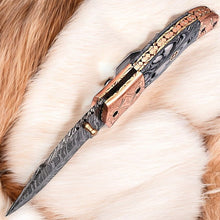 Load image into Gallery viewer, Custom Handmade Damascus Pocket Knife – Epoxy Resin Handle
