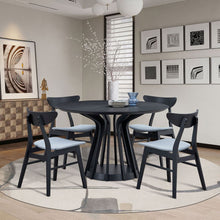 Load image into Gallery viewer, (1 Table+4 Chairs)Modern Dining Table Set of 5 pcs,Wooden Dining Table and Upholstered Chairs for Living Room,Round Kitchen Set with Sturdy Legs for Restaurant,Black
