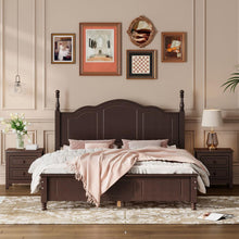 Carregar imagem no visualizador da galeria, 3-Pieces Bedroom Sets,Queen Size Wood Platform Bed and Two Nightstands-Dark Walnut
