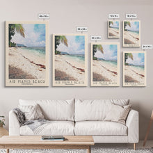 Carregar imagem no visualizador da galeria, Air Manis Beach, Indonesia Watercolor Beach Print, Vacation Gift, Indonesia Wall Art, Framed Canvas Print, Framed Beach Painting

