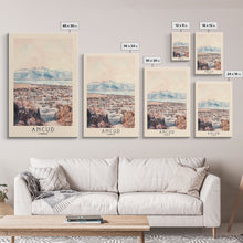 Load image into Gallery viewer, Ancud, Chile Watercolor Print, Vacation Gift, Chile Wall Art, Beach Painting, Beach Decor, Large Wall Art, Wood Frame Art
