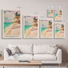 Carregar imagem no visualizador da galeria, Arashi Beach, Aruba Watercolor Beach Print, Vacation Gift, Aruba Wall Art, Framed Canvas Print, Framed Beach Painting
