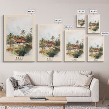 Load image into Gallery viewer, Bali, Indonesia Watercolor Print, Vacation Gift, Indonesia Wall Art, Beach Painting, Beach Decor, Large Wall Art, Wood Frame Art
