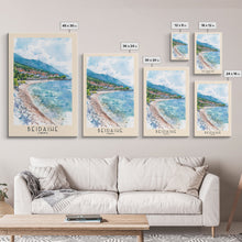 Carregar imagem no visualizador da galeria, Beidaihe, China Watercolor Beach Print, Vacation Gift, China Wall Art, Framed Canvas Print, Framed Beach Painting
