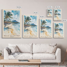 Load image into Gallery viewer, Belle-Île-en-Mer, France Watercolor Print, Vacation Gift, France Wall Art, Beach Painting, Beach Decor, Large Wall Art, Wood Frame Art
