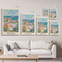 Load image into Gallery viewer, Bermuda, United Kingdom Watercolor Beach Print, Vacation Gift, United Kingdom Wall Art, Framed Canvas Print, Framed Beach Painting
