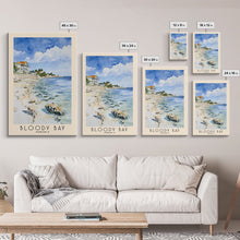 Carregar imagem no visualizador da galeria, Bloody Bay, Jamaica Watercolor Beach Print, Vacation Gift, Jamaica Wall Art, Framed Canvas Print, Framed Beach Painting
