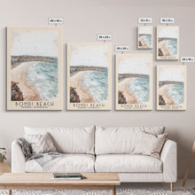 Load image into Gallery viewer, Bondi Beach, Sydney, Australia Watercolor Print, Vacation Gift, Sydney, Australia Wall Art, Beach Painting, Beach Decor, Large Wall Art, Wood Frame Art
