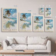 Carregar imagem no visualizador da galeria, Burwood Beach, Jamaica Watercolor Beach Print, Vacation Gift, Jamaica Wall Art, Framed Canvas Print, Framed Beach Painting
