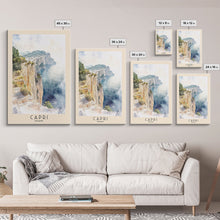 Load image into Gallery viewer, Capri, Italy Watercolor Beach Print, Vacation Gift, Italy Wall Art, Beach Painting, Beach Decor, Beach Painting

