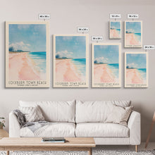 Cargar imagen en el visor de la galería, Cockburn Town Beach, Turks and Caicos Watercolor Beach Print, Vacation Gift, Turks and Caicos Wall Art, Framed Canvas Print, Framed Beach Painting
