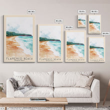 Cargar imagen en el visor de la galería, Flamenco Beach, Puerto Rico Watercolor Beach Print, Vacation Gift, Puerto Rico Wall Art, Framed Canvas Print, Framed Beach Painting
