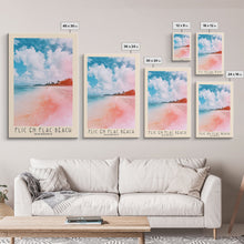 Load image into Gallery viewer, Flic en Flac Beach, Mauritius Watercolor Beach Print, Vacation Gift, Mauritius Wall Art, Beach Painting, Beach Decor, Beach Painting
