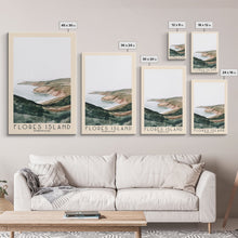 Load image into Gallery viewer, Flores Island, Portugal Watercolor Beach Print, Vacation Gift, Portugal Wall Art, Framed Canvas Print, Framed Beach Painting
